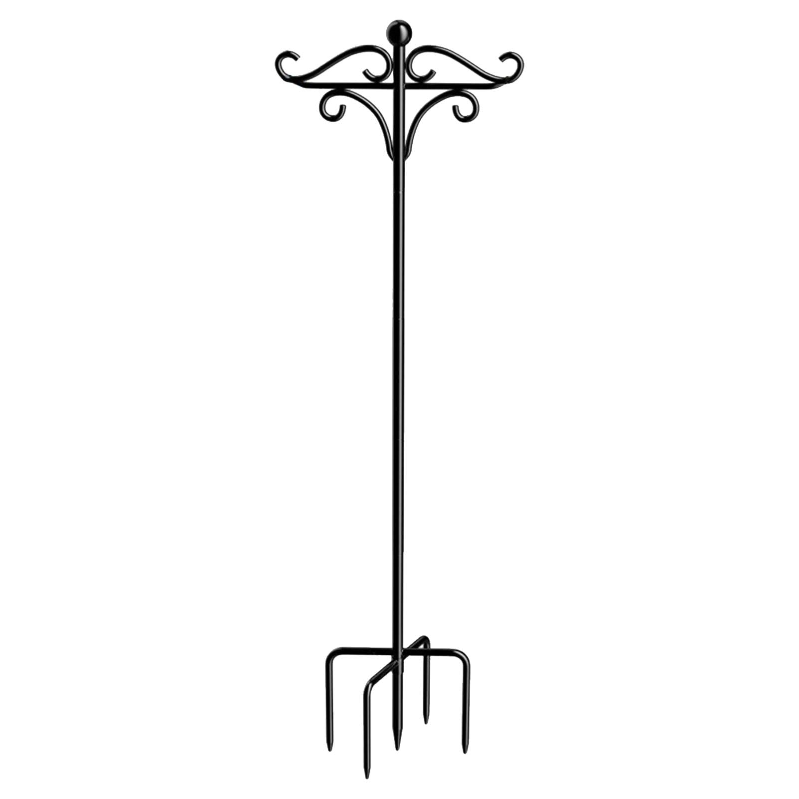 Gancho De Pastores Al Aire Libre - Ganchos De Jardín Cestas Para Plantas, Gancho De Pastores Ajustable En El Exterior | Gancho Doble Exterior De Hierro Resistente Con Base De 5 Puntas, Soporte Para Pa