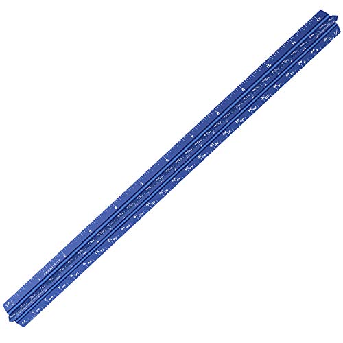 12" Architectural Scale Ruler Aluminum Architect Scale Triangular Scale Ruler For Architects, Draftsman, Students And Engineers, Blue #TOP1