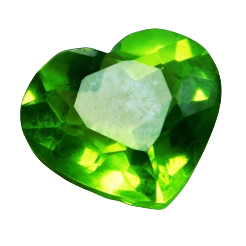 Péridot naturel cœur 13,4mm pour remplacer une pierre perdue ou bague DIY