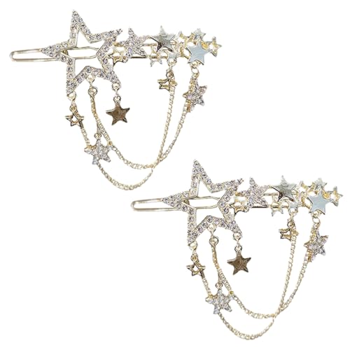 Barrette épingle à cheveux étoiles strass et pampilles scintillantes pour coiffe de soirée chic