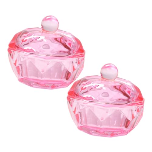 LIFKOME 2Pcs Dappen Dish with Lid Acrylic Powder Storage Bowl for Nail Manicure Tools Lightweight Portable for Nail Salon Use