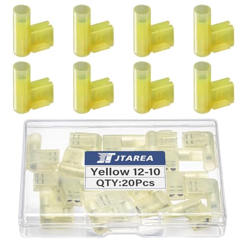 JTAREA 90 Grados 4-6 mm² Aislados Hembra Bandera Conector Nylon Conectores Electricos Rapidos 12-10 AWG Terminales Eléctricos Empalmes Cables Electrico Clemas Electricas Rapidas (Amarillo 20)