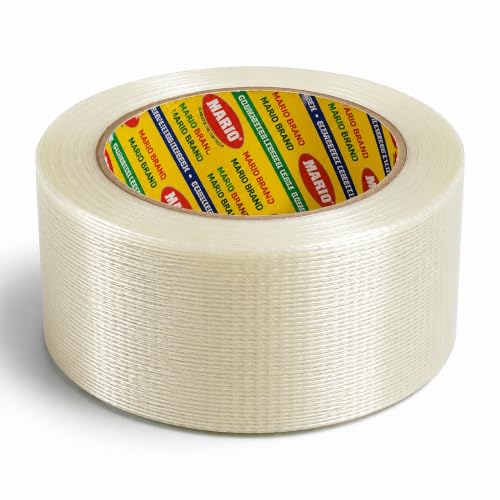 Image of Mario Cross Filament Tape 96mm x 50m (4Inch)-Strong Fiberglass Tape for Cricket Bat Protection, Crack Repair & Bat Face Shielding, Strong Strapping & Export Box Sealing, Industrial Security Packaging