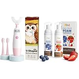 Hikid Kids Electric Toothbrush with Foam Kids Toothpaste, U Shaped Sonic Toothbrush for Kids Ages 8-13 (Pink), IPX7 Waterproof, Owl Design, Fluoride-Free Foam Toothpaste, 2.1 oz, 2 Pack