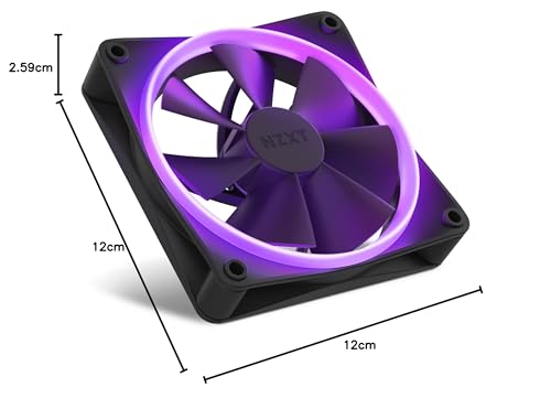 NZXT F120 RGB Fans - RF-R12SF-B1 - Advanced RGB Lighting Customization - Whisper Quiet Cooling - Single (RGB Fan & Controller REQUIRED & NOT INCLUDED) - 120mm Fan - Black