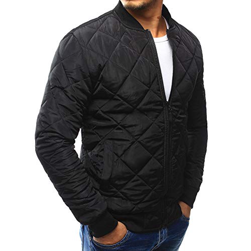 Image of Mens Flight Bomber Jacket Diamond Quilted Varsity Jackets Winter Warm Padded Coats Outwear