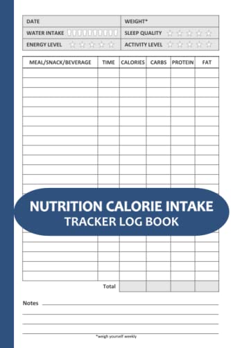 Nutrition Calorie Intake Tracker Log Book: Daily Food Diary for Tracking Meals, Carbs, Fat, Protein, Fiber, Salt, Macro-Nutrients, etc. Diet Calories Counter...