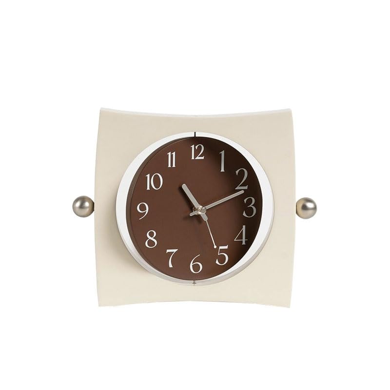 Reloj de mesa retro con mecanismo silencioso y diseño minimalista para mesita de noche