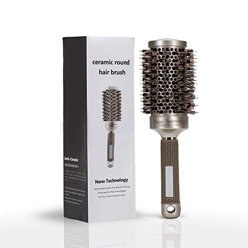 Round Brush for Blow Drying, Round Hair Brush, Nano Technology Thermal Ceramic Barrel Ionic Anti-Static Blowout Hairbrush with Boar Bristle, for Hair Styling, Curling Straightening, Volume & Shine