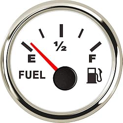100TECH Marine Fuel Gauge 240-33 Ohm Boat Fuel Level Gauge White | Aftermarket Marine & Automotive Replacement Fuel Gauge with Backlight for Boats, Cars, Trucks, RVs & Diesel.