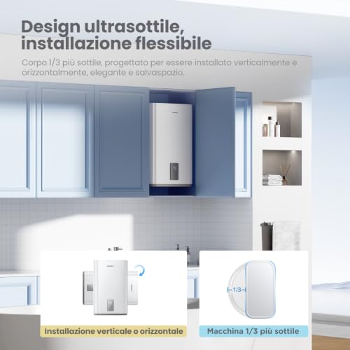 COMFEE' CWH15ED1380EUW Chauff-eau électrique mural 80L, Accumulation sous évier, Compact et facile à installer, Contrôle vocal, Connection Wi-Fi, Contrôle à distance par APP, Blanc - 8