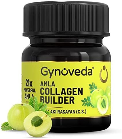 Gynoveda Amla Collagen Supplements,60 Tablets |For Women with Vitamin C For Glowing Skin,Reduce Signs of Aging|Amalki Rasayan Ayurvedic Formula|Goodbye Collagen Peptides,Powder,Juice|1 Bottle,40 grams