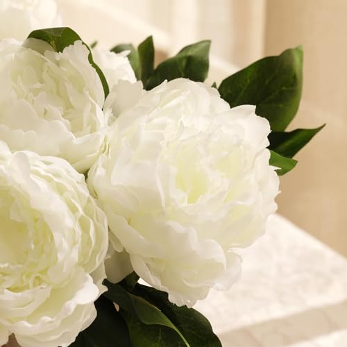Image of PURE HOME + LIVING White Faux Peony Spray 1 Piece