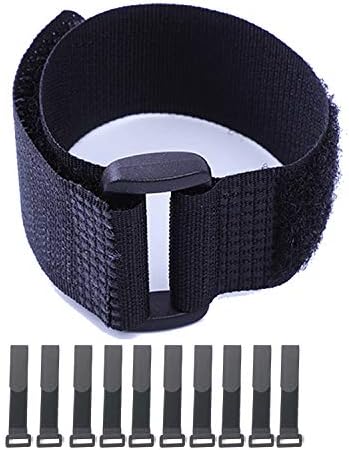 HUAPX Fastening Hook and Loop Cable Straps,10Pack Black Self-Adhesive Cable Ties,Nylon Securing Straps with Buckles,Adjustable and Reusable Cinch Straps for Cords Organized and Tidy(1" x 12")