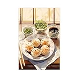 Dim Sum Dumpling Leinwand-Poster, Wandkunstdruck, Bild, Gemälde, 60 x 90 cm