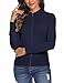 Aottori Damen Strickjacke mit ReißVerschluss Kurz Strickjacken Cardigan Langarm Stehkragen Elegant Trachtenjacke Pullover Einfarbig Strickmantel Jacke Outerwear Marine M