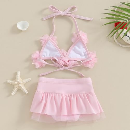 Knnimorning Tees KNNITEES-12BDCYBVVNQXOB1 Newborn Baby Girl Bikini Set Halter Bathing Suit 3D Flower 2 Piece Swimsuit Toddler Summer Beach Swimwear thumb #3