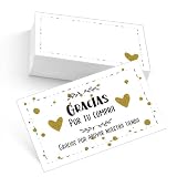Gemejutor Paquete de 100 Tarjetas de Agradecimiento en Español 9x5,4cm - Gracias por Tu Compra - Tarjetas Elegantes para Pedidos, Tiendas, Eventos