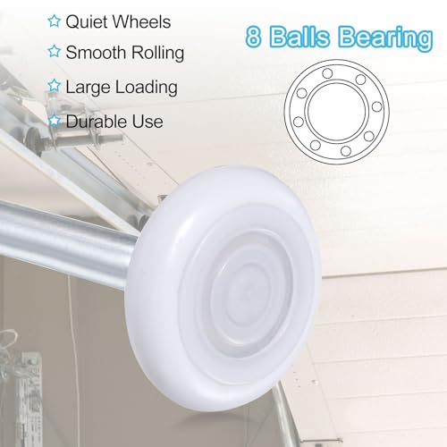 QUARKZMAN 2pcs 1.8 Nylon Garagentorrollen für 2 Garagenbahn, 4.25 Stiel leise Garagentorrollen, 6200zz Präzisionslager 8 Kugeln, Weiß