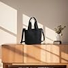 Shengxi Canvas Tasche damen, Große Kapazität Handtasche Canvas mit Reißverschluss, Multifunktion Lässig Handtasche geeignet für den Alltag Büro Schule Reisen und Einkaufen, Schwarz #3