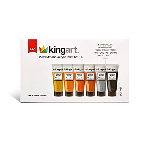 Kingart 502-6 22 Ml Metallic Acrylic Paint (Set Of 6), Assorted #TOP1