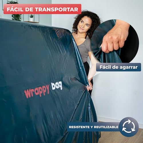 Miniatura 5 de Wrappybag Funda Protectora Opaca De Plástico Para Colchones 5 Tamaños Disponibles Saco De Almacenamiento Impermeable Y Resistente A Desgarros Para Mudanza, Almacenaje Y Transporte