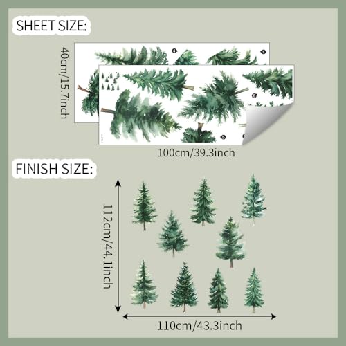Vinilo Decorativo Árbol de Pino Acuarela Verde 44x43 in miniatura 3