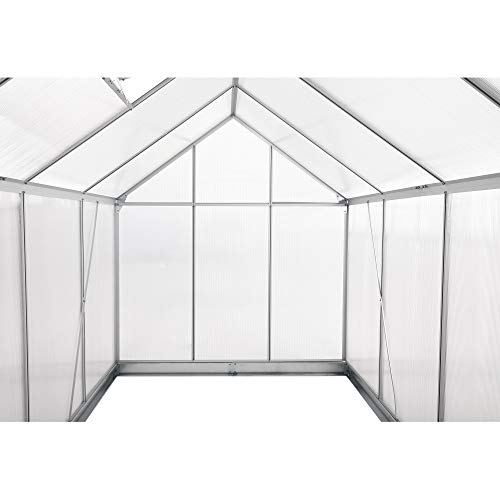 Zelsius - Aluminium Gewächshaus, Garten Treibhaus in verschiedenen Größen, mit Hohlkammerstegplatten, wahlweise mit Stahl-Fundament-Rahmen (190 x 310 cm - 6 mm Platten, mit Fundament) - 5