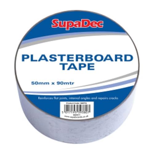 Supadec Plasterboard Tape – 50mm x 90m | Self-Adhesive Jointing Tape for Drywall & Ceiling Repairs | Reinforces Joints – Cracks & Corners | Strong Mesh Fibreglass Tapes for Plasterboard Finishing