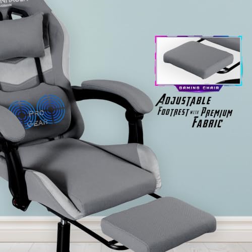 Image of Casa Copenhagen Designed in Denmark, High-Back Fabric Gaming Chair with Advanced Mechanism & Electric Back Massager, Luxurious Memory Foam Seating & Arm-Rest - Dark Grey & Light Grey