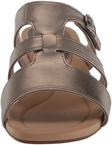 Clarks Women's Desirae Palm Heeled Sandal, Bronze Metallic Textile, 6.5 Wide | Image 1