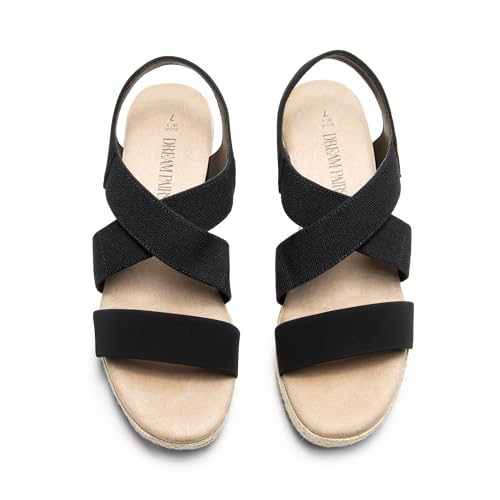 Image of DREAM PAIRS Womens Platform Espadrilles Wedge Sandals, Slip on Elastic Ankle Strap Sandals for Women Casual Dressy Summer