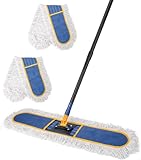 24" Commercial Dust Mop for Floor Cleaning,59" Long Handle Heavy Duty Floor Duster with 2 Cotton Reusable Mop Pads for Hardwood Floors,Marble,Tile,Concrete,Garage - Image 1