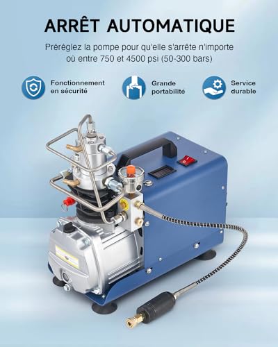 CREWORKS Compresseur à Air Portable Haute Pression 1800W Pompe Air PCP Électrique 310 Bar 50L/min avec Manomètre pour Pistolets à Air pour Bouteille Plongée Réservoir Paintball – vue 4