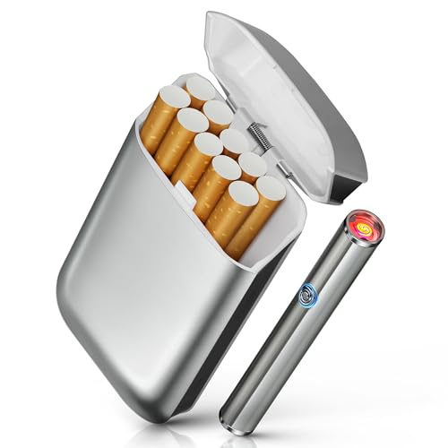 x-lighter XL606 Cigarette Case for 100s King Size, with Electric Rechargeable Lighter, Smell-Proof, Gift for Women & Men