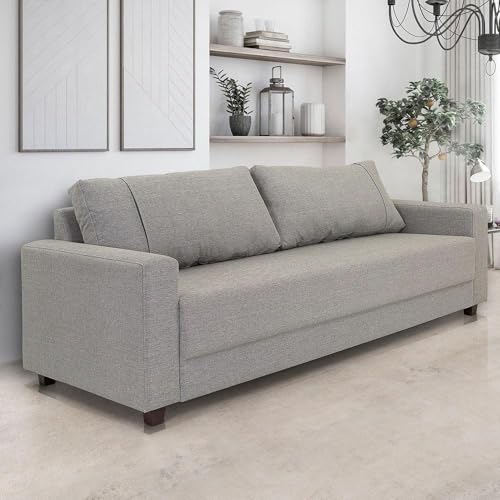 Sofá 3 Lugares Herval Clean Linho Cinza, 200 cm