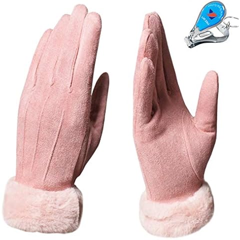 Lemical Touchscreen Gloves Windproof Cycling Gloves Women Thermal Fashion Gloves With Nail Clipper Velvet Liner & Wool Cuff - Ideal Bicycling Driving Riding Skiing Outdoors Sports Gloves Cover