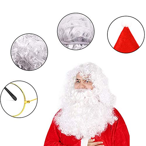 image for BigOtters Santa Costume Accessory, 4pcs Christmas Set with Glasses, Xm