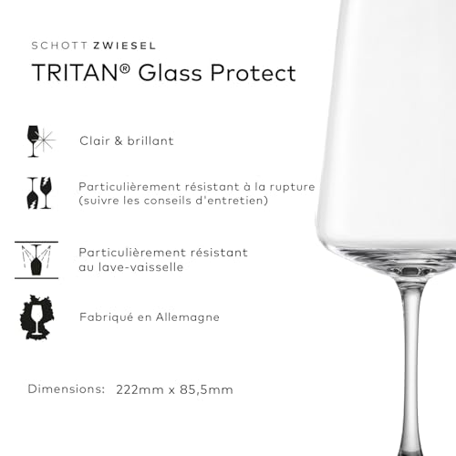 SCHOTT ZWIESEL Verres à vin rouge MioVino (set de 4), verres à vin modernes pour le vin rouge, verres en cristal Tritan résistant au lave-vaisselle, fabriqué en Allemagne (art. n° 124051) – vue 2