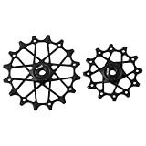 EffiFish Lot de 2 poulies de dérailleur arrière de vélo 12T + 16T avec roulements en céramique pour Sram NX, GX, XX1 Noir