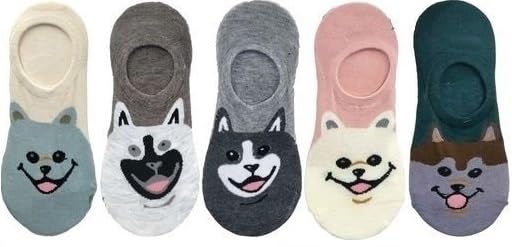 pinkit Women Funny No Show Socks Cut Animal Face Printed Low Cut Cotton Multicolor Socks for Womens & Girls - Free Size (Assorted Color, Pack of 4)-picture-27