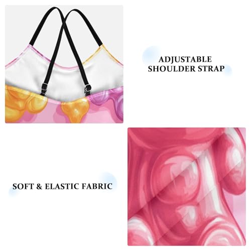 Pigsaly Girls One Piece Swimsuits Colorful Lollipops Gummy Jelly Candy Bears Kids Cross Back Swimwear Sport Bathing Suit 3T3