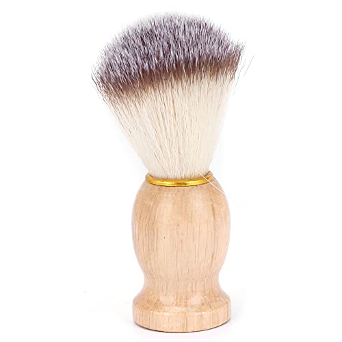 Brocha de afeitar para hombre, lana de nailon suave, mango de madera maciza, herramienta de afeitado para limpieza de barba Facial