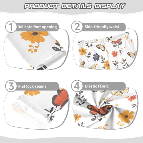 Cute Butterflies Flower Girls Leggings Ultra Soft Compression Yoga Gym Pants for Kids 4-10T3