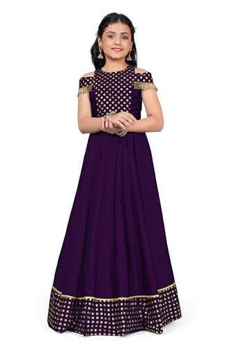 Image of Fashion Dream Girls Silk Blend Floral Printed Dress|Fancy Western Party Gown|Kids Ethnic Dress