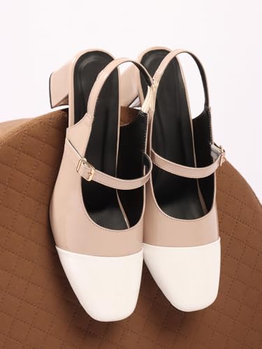 Image of TRYME Women Mary Jane Block Heels | Single Strap Round Toe Pumps | Comfortable Chunky Heel Shoes | Stylish Formal Casual Office Party Footwear