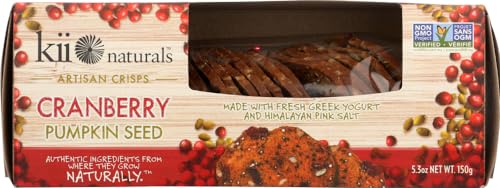 Kii Naturals Artisan Crisps, Cranberry Pumpkin Seed, 5.3 Ounce (Pack of 4)