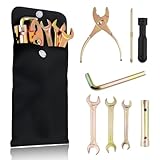 8PCS Motorcycle Tool Kit,Practical Motorcycle Tools Kit Set Includes Pliers/Double Head Spark Plug Socket/Screwdriver/Wrench/Storage Bag,Portable Dirt Bike Tool Kits