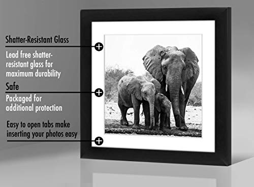 Americanflat 11x11 Picture Frame with Shatter-Resistant Glass - Use as 8x8 Frame with Mat or Display 11x11 Photo Without Mat - Signature Collection - Square Frames for Wall Display - Black - Thumbnail 5