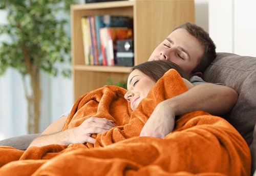 Image of Utopia Bedding Fleece Blanket Throw Size Burnt Orange 300GSM Luxury Anti-Static Fuzzy Soft Microfiber Blanket for Couch, Sofa and Bed (50x60 Inch)
